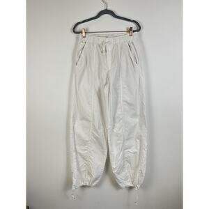 Zara Womens Small White Cargo Parachute Drawstring Tie Pants